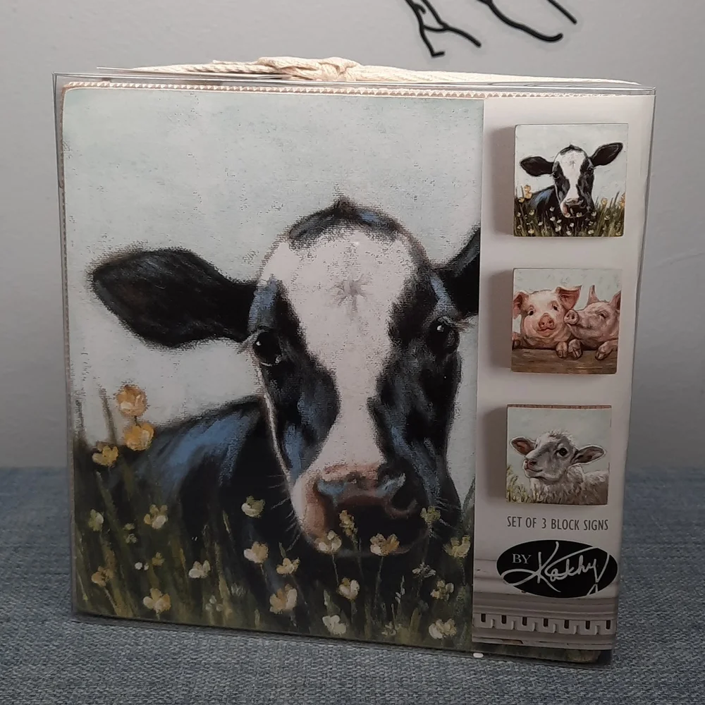 Farm Animals Box Sign Shelf Sitter Set Cow Sheep Pig Lamb Urban Farmhouse Decor